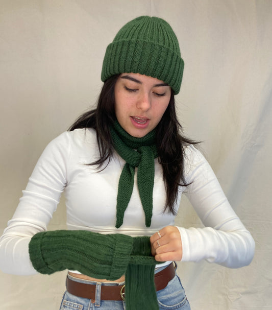 CLAUDIA alpaca rib knit mittens