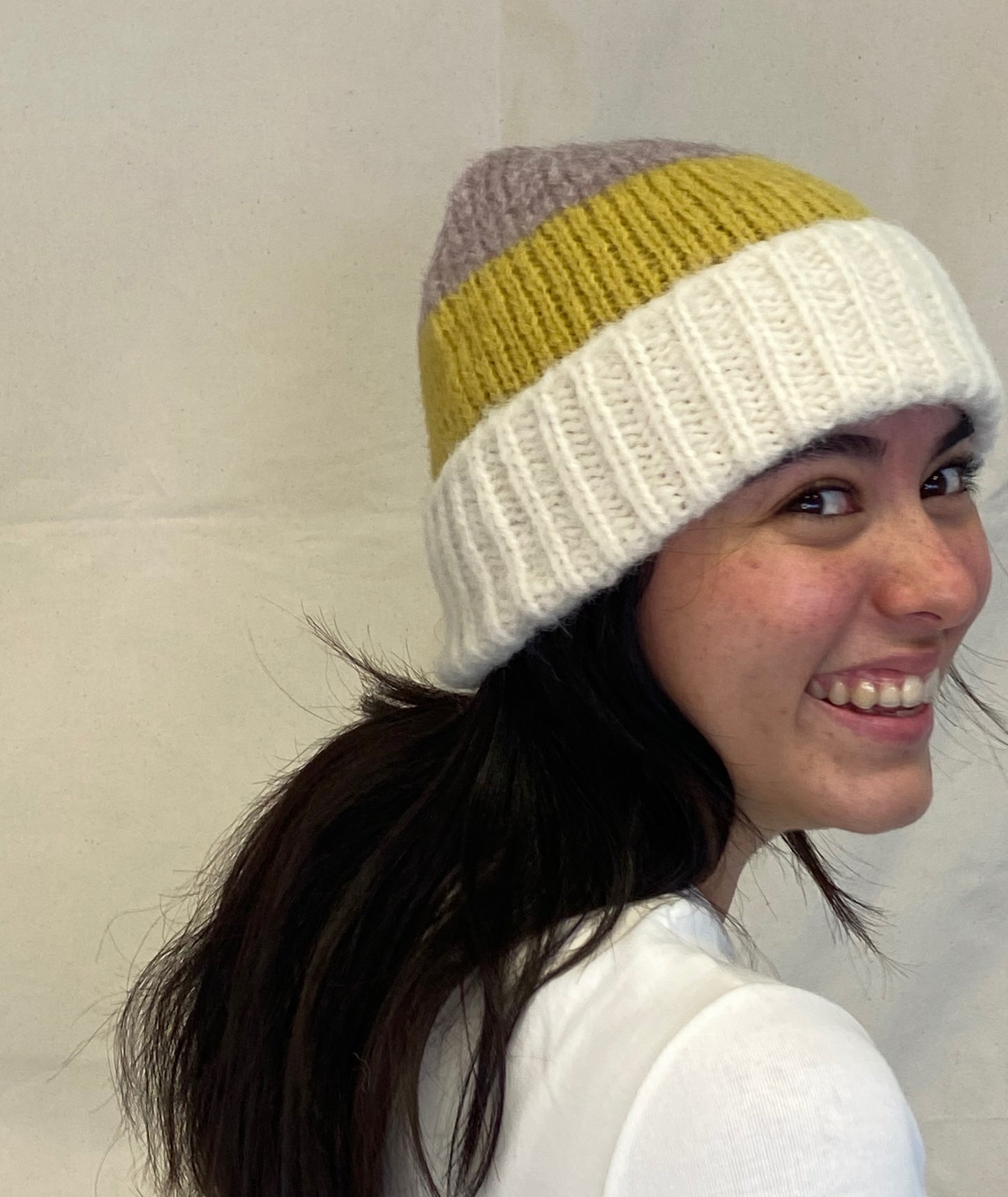LUZ alpaca stripy beanie