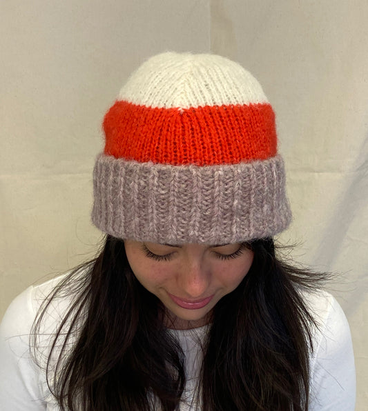 LUZ alpaca stripy beanie