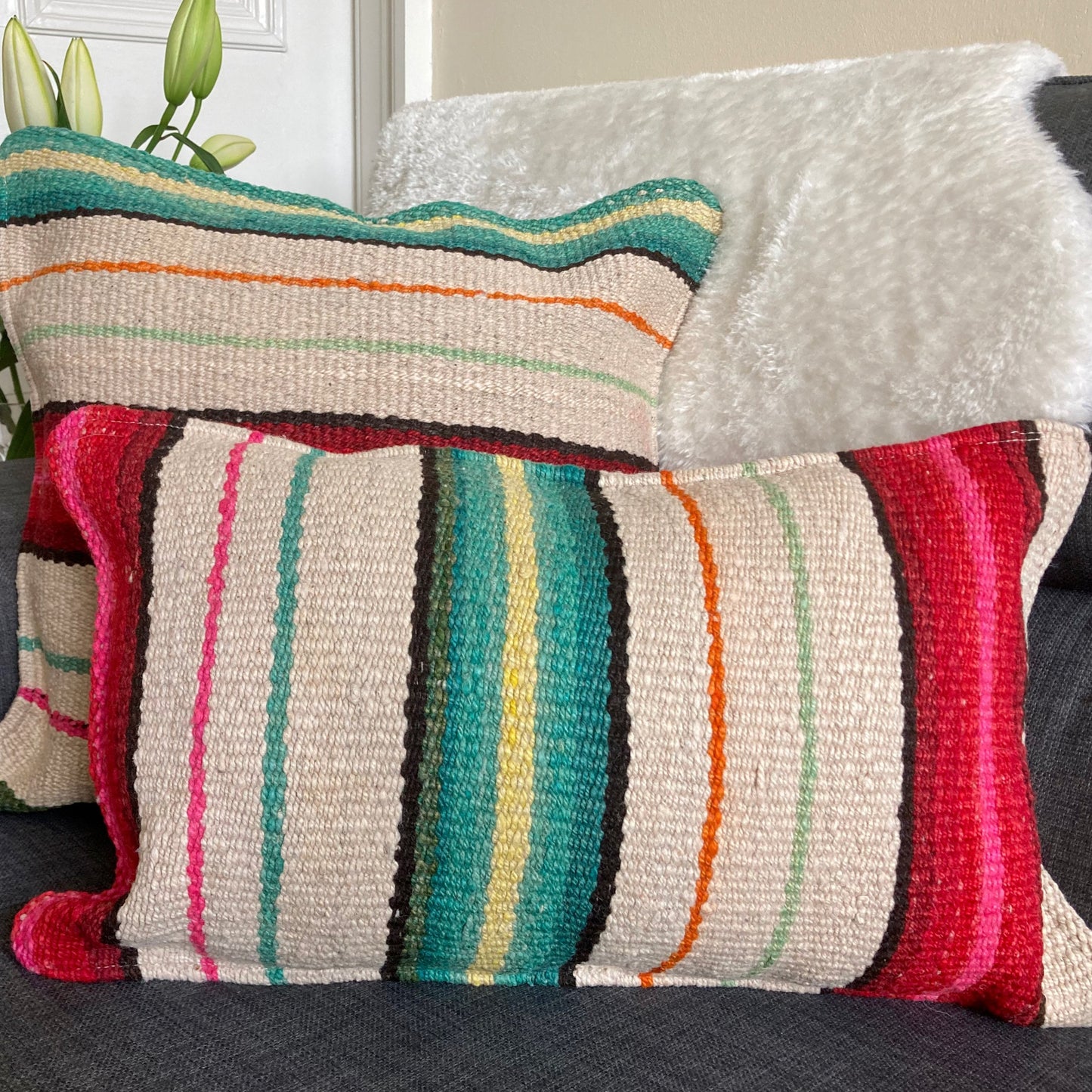 Vintage handwoven wool cushion #NS027