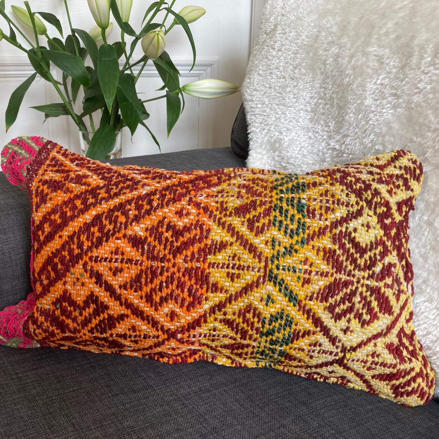 Vintage handwoven wool cushion #NS36