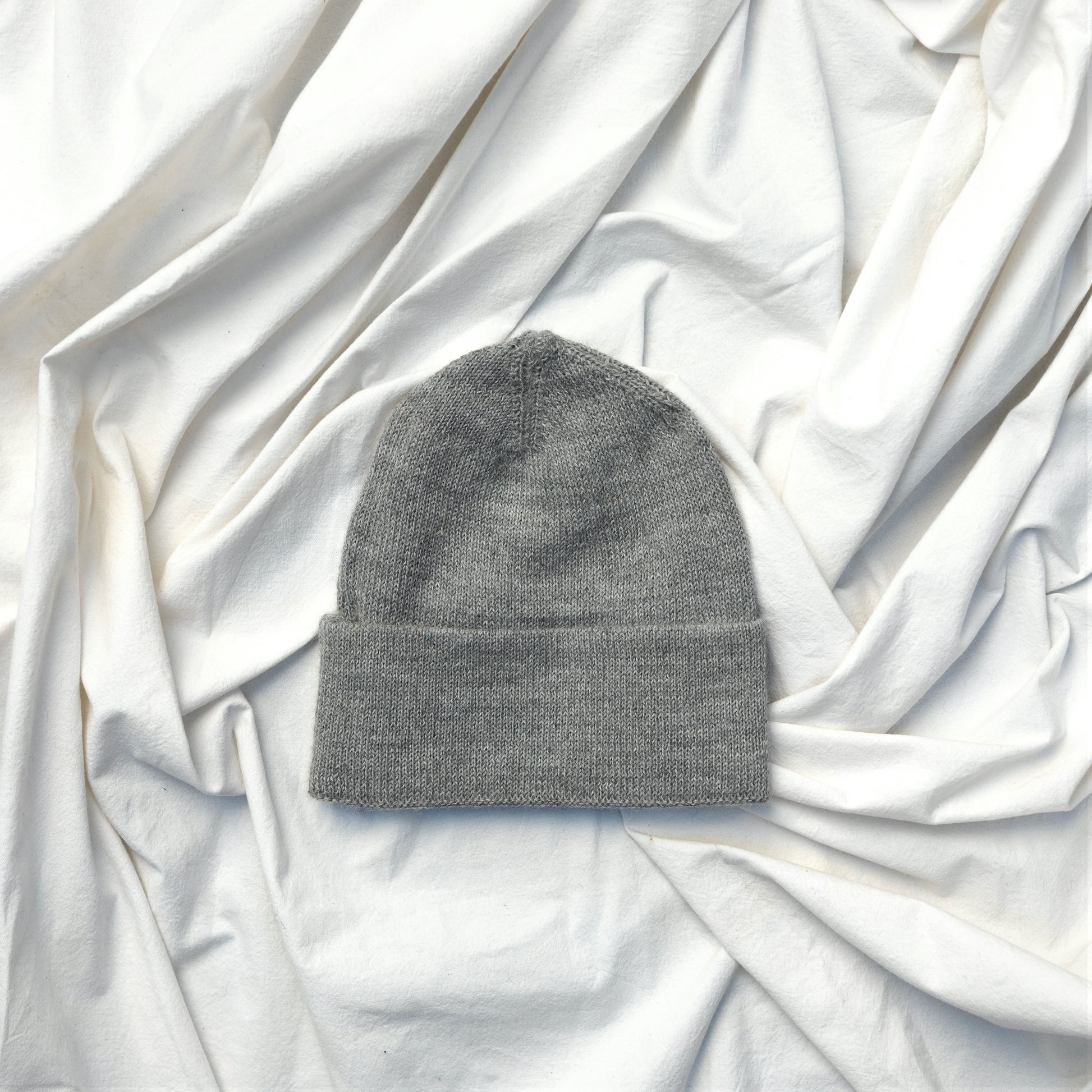 Light grey coloured alpaca wool slouchy beanie hat 