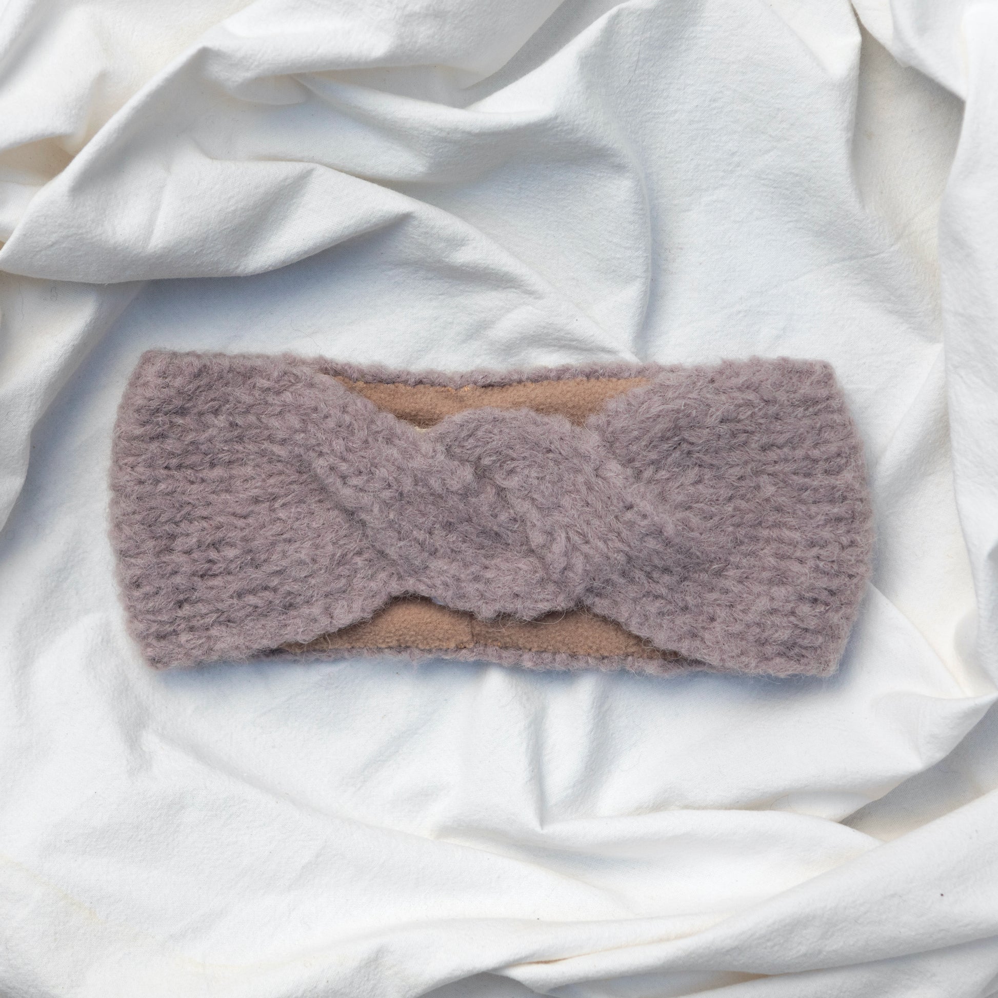 Hand-knitted, artisan, soft alpaca wool headband, pink