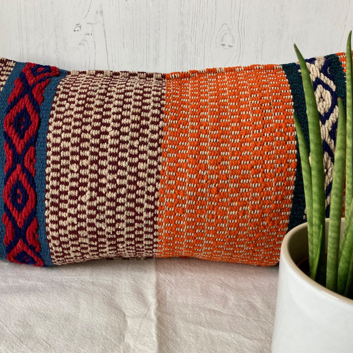 Vintage handwoven wool pillow #NS012